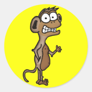 Waving Monkey Classic Round Sticker