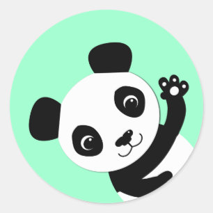 Waving Panda Classic Round Sticker