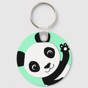 Waving Panda Key Ring