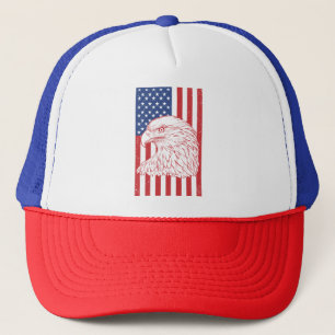 Waving Patriotic American Flag Design Trucker Hat