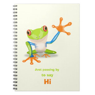 Waving red eyed tree frog illustration notebook