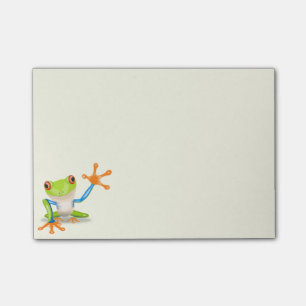 Waving red eyed tree frog illustration post-it notes