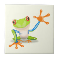 Waving red eyed tree frog illustration