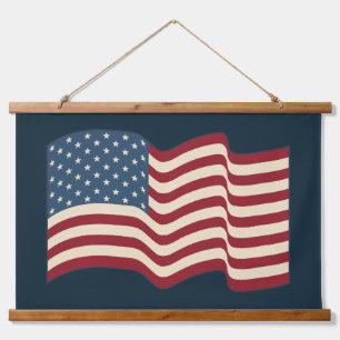 Waving Rustic American Flag Wall Art Tapestry 