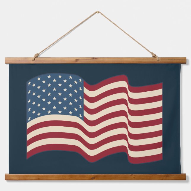 Waving Rustic American Flag Wall Art Tapestry  (Front)
