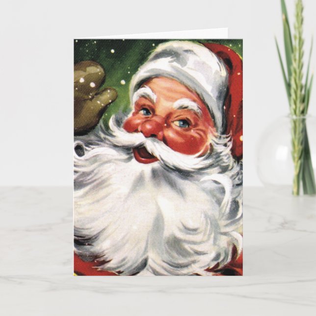 Waving Santa Claus Holiday Card (Front)