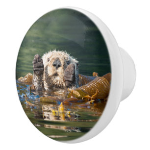 Waving Sea Otter Ceramic Knob