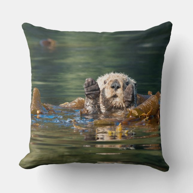 Waving Sea Otter Cushion (Front)