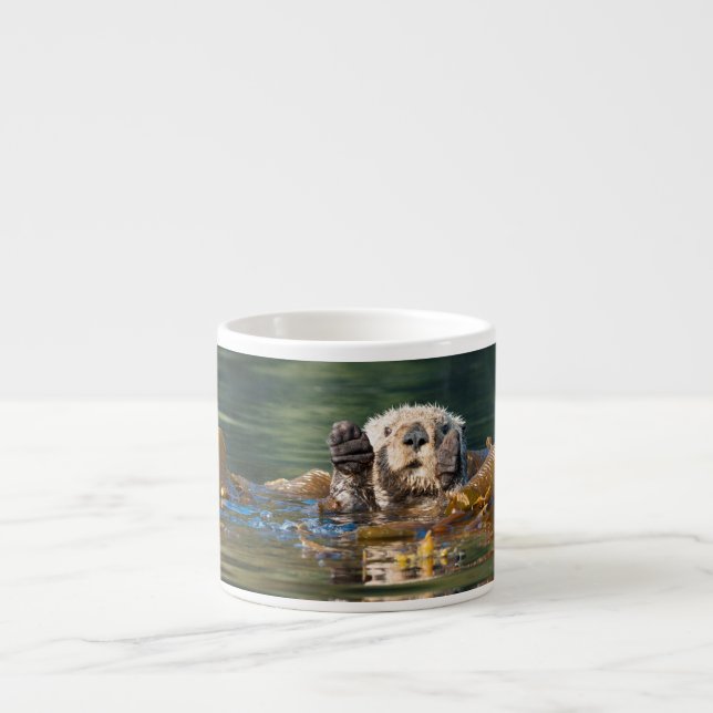 Waving Sea Otter Espresso Cup (Front)