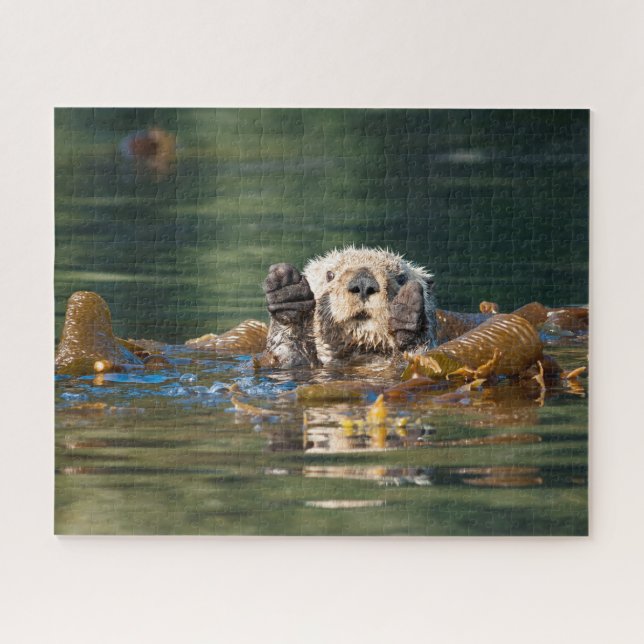 Waving Sea Otter Jigsaw Puzzle (Horizontal)