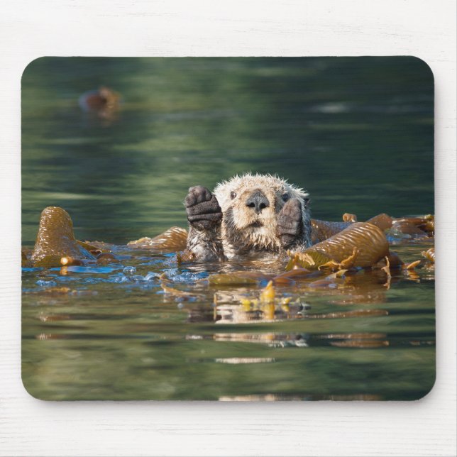 Waving Sea Otter Mouse Pad (Front)