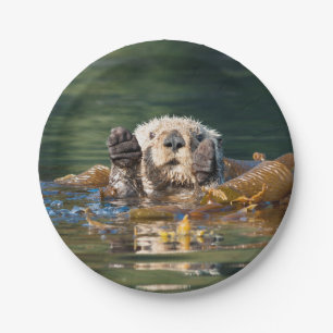 Waving Sea Otter Paper Plate