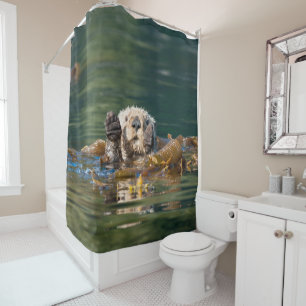 Waving  Sea Otter Shower Curtain