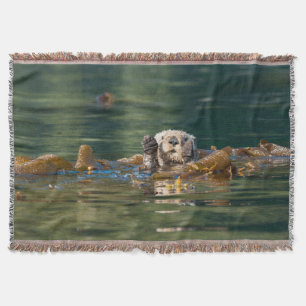 Waving Sea Otter Throw Blanket