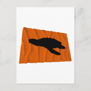 Waving Sea Turtle Nesting Flag Postcard