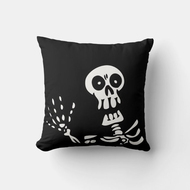 Waving Skeleton Halloween Cushion (Front)
