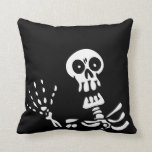 Waving Skeleton Halloween Cushion<br><div class="desc">Skeleton throw pillow for your home decor. Spooky and just right for Halloween decorating. Is your home style unusual,  full of oddities? This odd pillow is for you!</div>