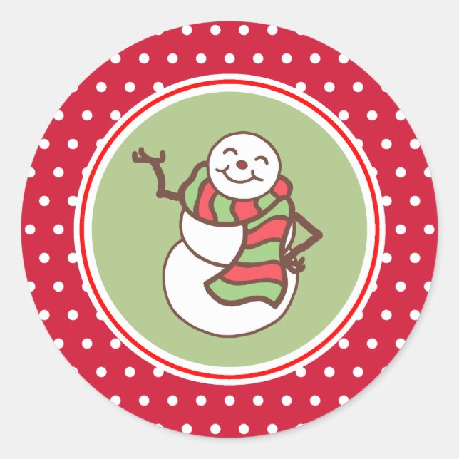 Waving Snowman Christmas Stickers (Front)