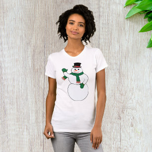 Waving Snowman Womens T-Shirt
