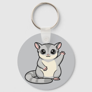 Waving Sugar Glider Cartoon Art Key Ring