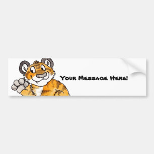 Waving Tiger Cub Bumper Sticker