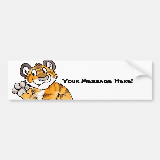 Waving Tiger Cub Bumper Sticker (Front)