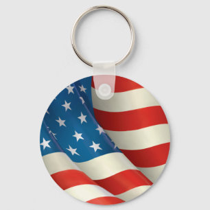 Waving U.S. Flag Key Ring