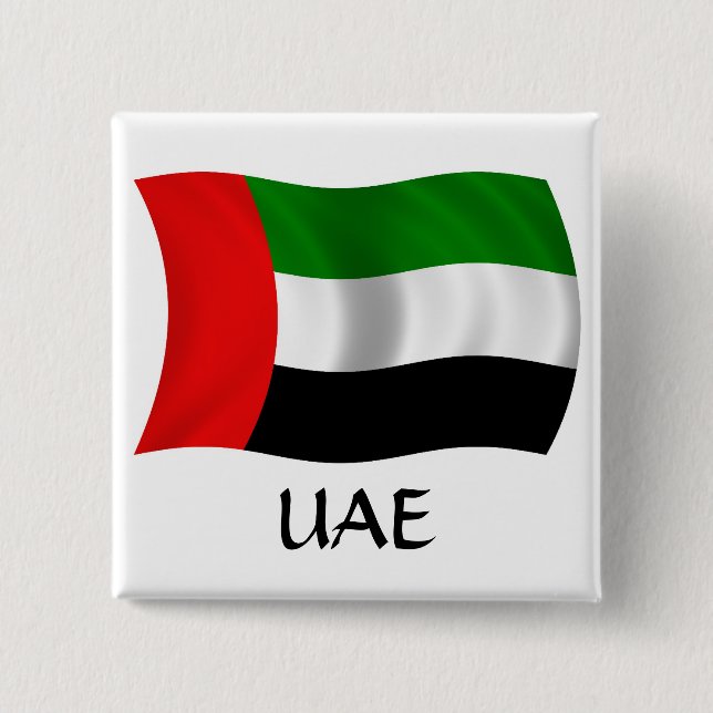 Waving UAE Flag 15 Cm Square Badge (Front)