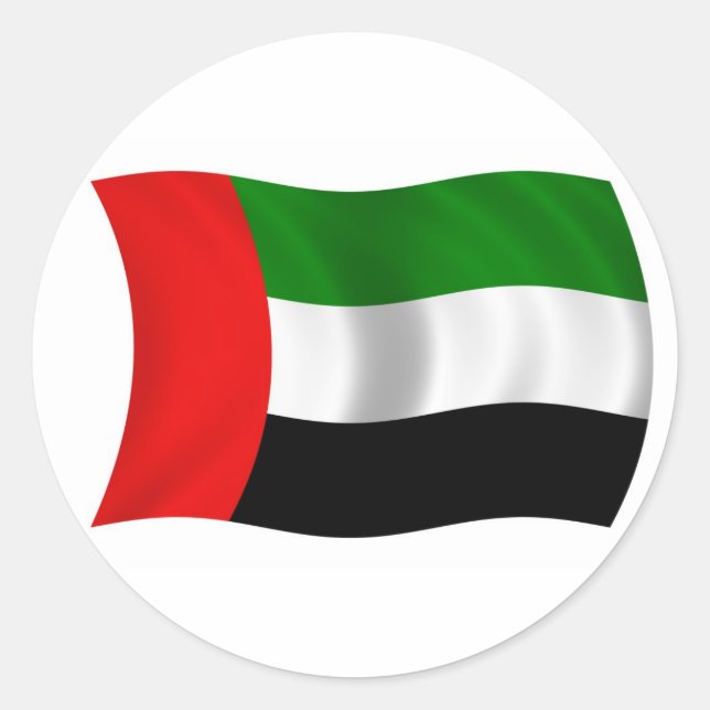 Waving UAE Flag Classic Round Sticker (Front)