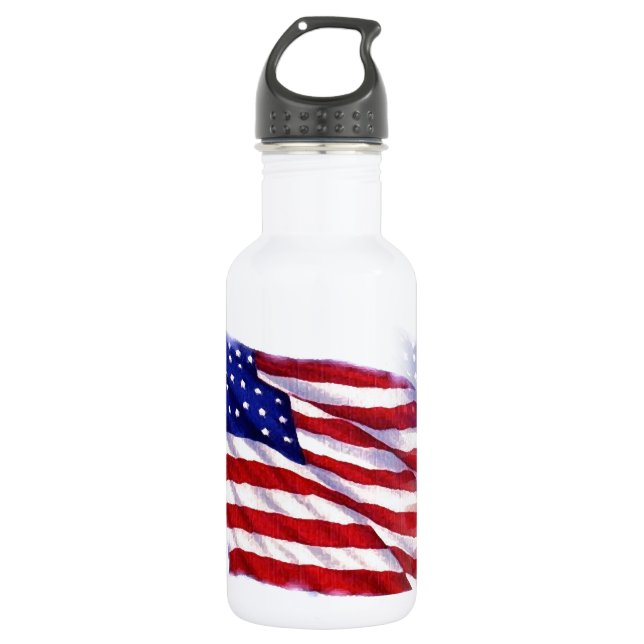 Waving US Flag 532 Ml Water Bottle (Front)