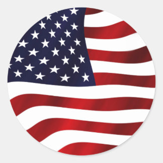 Waving US Flag Classic Round Sticker