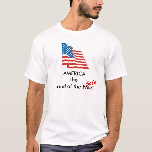 waving_us_flag_large, safe, x, AMERICALand of t... T-Shirt (Front)