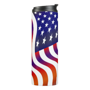 Waving USA Flag red, white and blue Thermal Tumbler