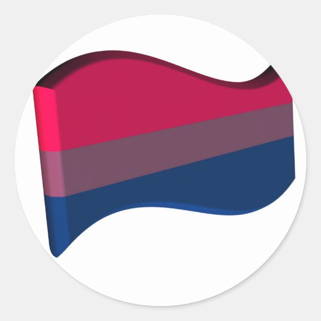 Wavy 3D Bisexual Pride Flag Classic Round Sticker (Front)