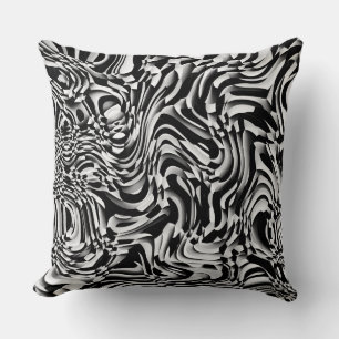 Wavy Abstract 270321 - 01 Black and White Cushion