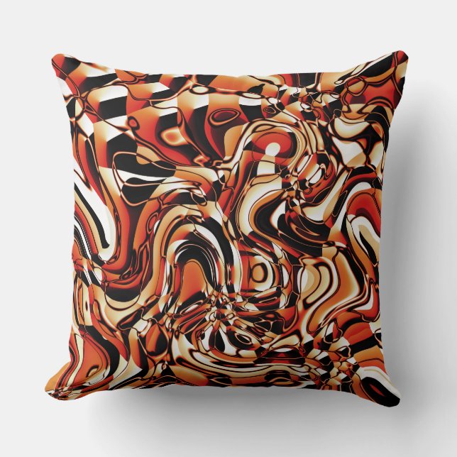 Wavy Abstract 270321 - 02 Orange Cushion (Front)