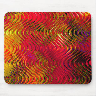Wavy Abstract Pattern in Red Mouse Pad