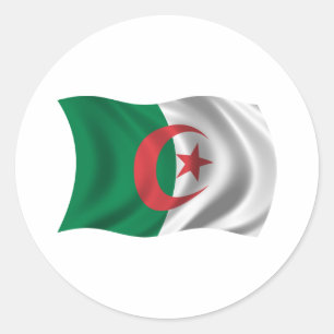 Wavy Algeria Flag Classic Round Sticker