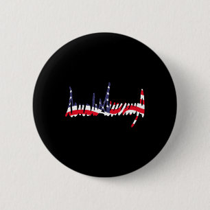 Wavy American Flag 47th President Signature 4th Of 6 Cm Round Badge