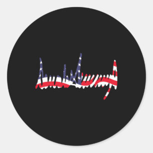 Wavy American Flag 47th President Signature 4th Of Classic Round Sticker