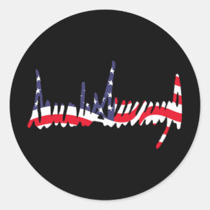 Wavy American Flag 47th President Signature 4th Of Classic Round Sticker