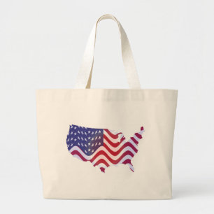WAVY AMERICAN FLAG LARGE TOTE BAG