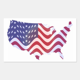 WAVY AMERICAN FLAG RECTANGULAR STICKER