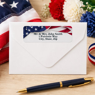 Wavy American Flag Return Address Label