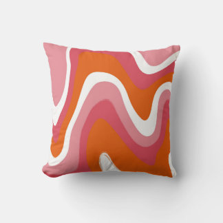 Wavy and Groovy Pink and Orange Cushion
