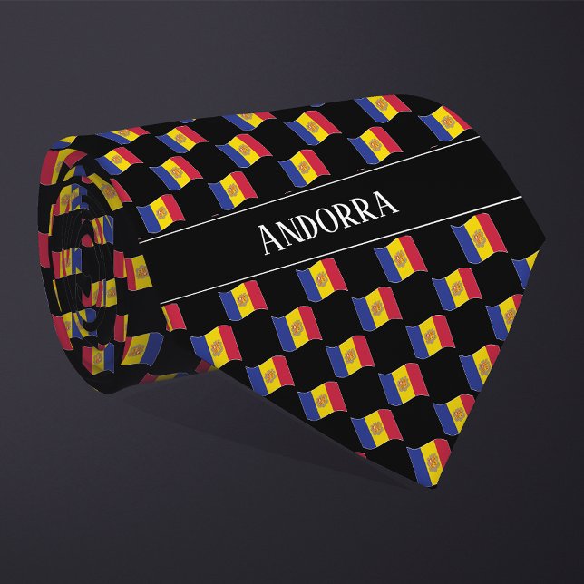 Wavy Andorra Flag Pattern  Tie (Creator Uploaded)