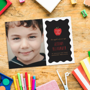 Wavy Apple Preschool Photo Graduation Announcement