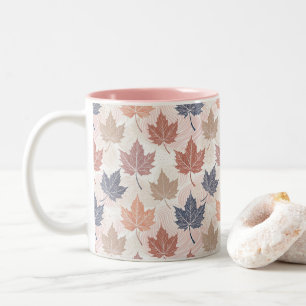 Wavy Autumn Leaves Two-Tone Coffee Mug
