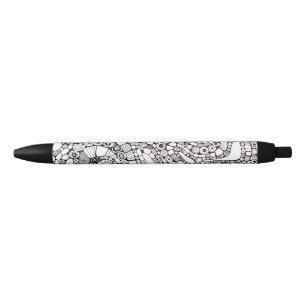 Wavy Bendy Circles Square Abstract Line Drawing Black Ink Pen