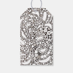 Wavy Bendy Circles Square Abstract Pen Drawing Gift Tags